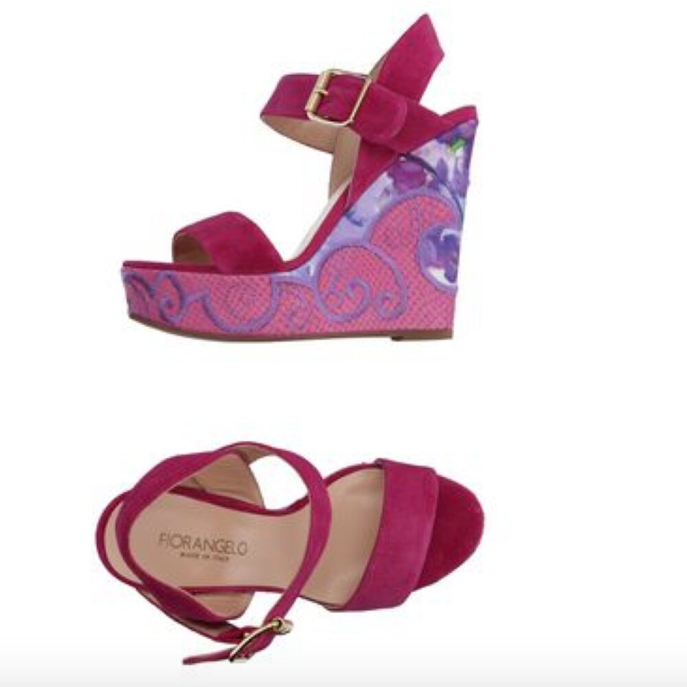 NWT - Fiorangelo fuschia embroidered platform sandals - 39 EU / US 8.5-9